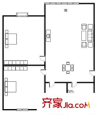 高東馨苑戶型圖戶型圖 2室2廳1衛(wèi)1廚