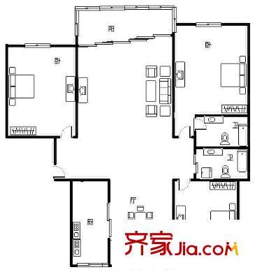 金隆家園戶型圖戶型圖 3室2廳2衛(wèi)1廚