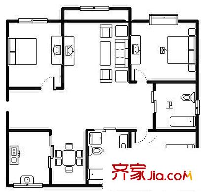 金隆家園戶型圖戶型圖 3室2廳2衛(wèi)1廚