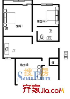 金浦小區(qū)(塘橋)戶型圖上海 金浦小區(qū)（塘橋） 戶型圖 3室1廳1衛(wèi)1廚