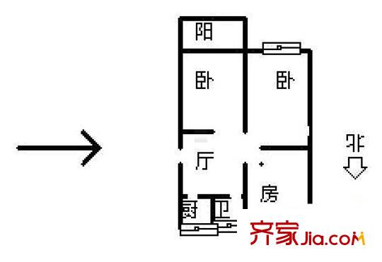 富特三村戶型圖戶型圖 3室1廳1衛(wèi)1廚
