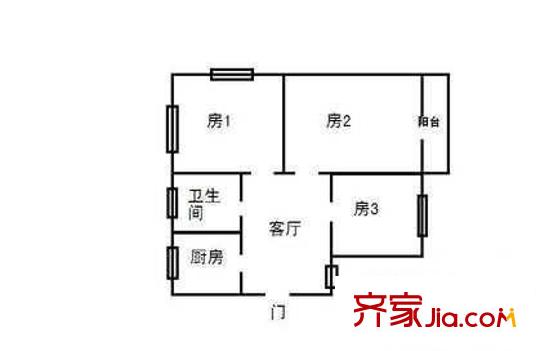 富特三村戶型圖戶型圖 3室1廳1衛(wèi)1廚