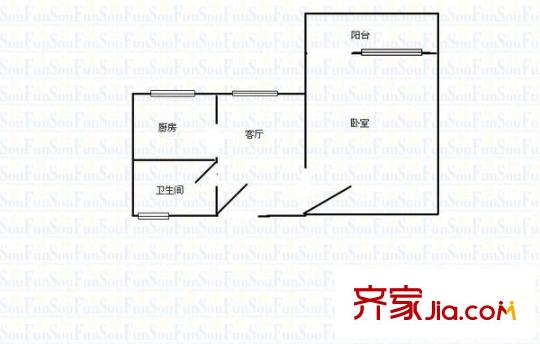 富特三村戶型圖戶型圖 1室1廳1衛(wèi)1廚