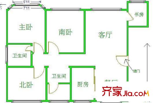 金橋愛(ài)建園 3室 戶(hù)型圖
