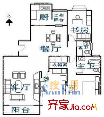 汇金广场公寓户型图上海 汇金广场 户型图 3室2厅2卫1厨