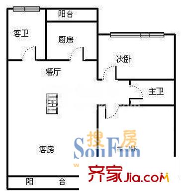 汇金广场公寓户型图户型图 2室1厅2卫1厨