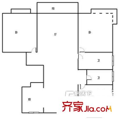 白玉兰馨园户型图户型图 3室1厅1卫1厨