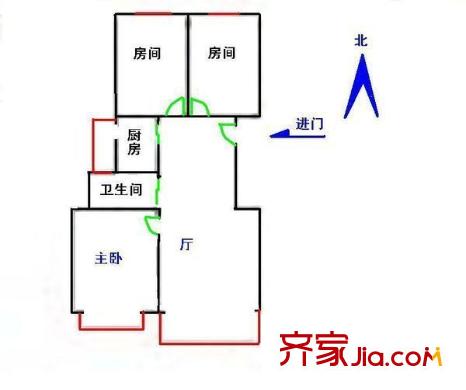 白玉兰馨园户型图户型图 3室1厅1卫1厨