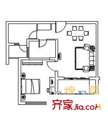 中凌東港苑 1室 戶型圖
