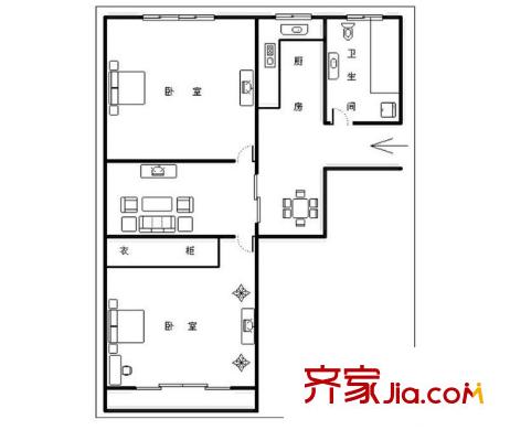 上南一村 2室 戶型圖