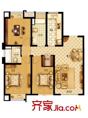 信达蓝爵A户型图 3室2厅2卫1厨