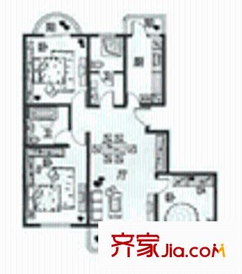 華南名苑戶型圖3室2廳2衛(wèi)1廚