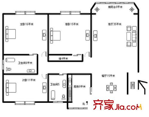 新世紀花苑三期 0室 戶型圖