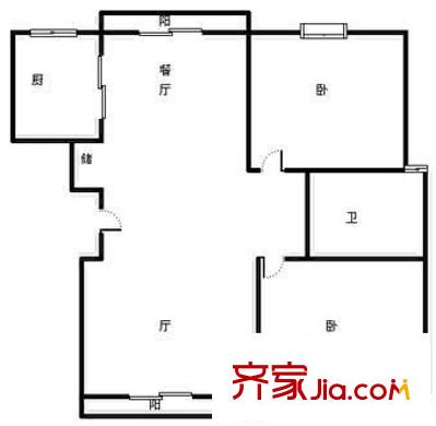 浦江丽都户型图户型图 2室2厅1卫1厨