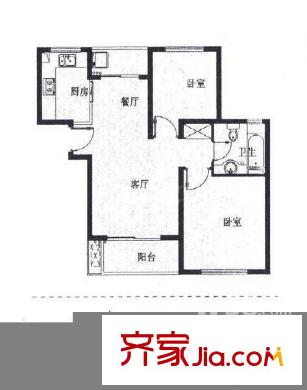 虹浦新城 2室 户型图