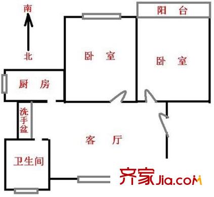 平吉二村 2室 户型图