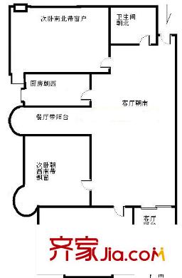 櫻花坊戶型圖戶型圖 3室2廳1衛(wèi)1廚