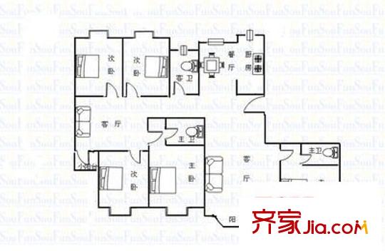 金橋名都 5室 戶型圖