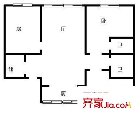 金橋名都戶型圖戶型圖 3室2廳1衛(wèi)1廚