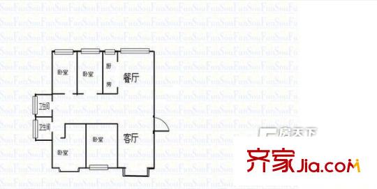 鸿越华庭户型图户型图 4室2厅2卫1厨