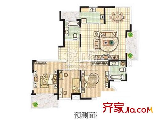 新时代富嘉花园户型图24#C型 户型图 3室2厅2卫1厨