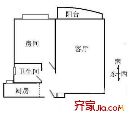 新时代富嘉花园 1室 户型图