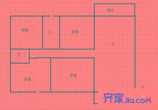 鑫唐佳苑 3室 戶型圖