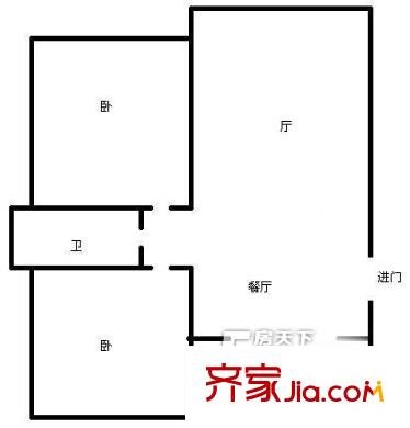 海怡別墅公寓戶型圖戶型圖 2室1廳1衛(wèi)1廚