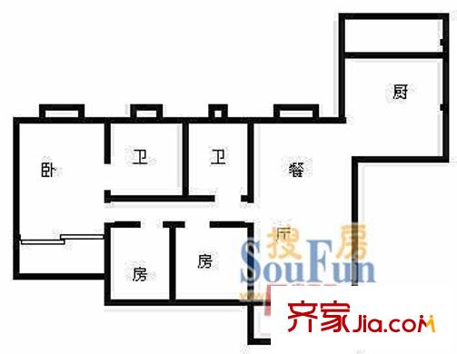 海怡別墅公寓戶型圖戶型圖 3室2廳2衛(wèi)1廚
