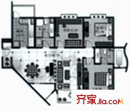 春申城四季苑户型图3室1厅2卫1厨