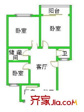 团结花苑 3室 户型图