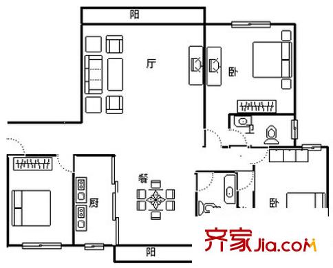 舒诗康庭 4室 户型图