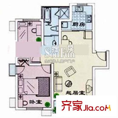 万兆家园莱茵春舍户型图211 户型图 2室1厅1卫1厨