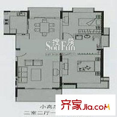 万兆家园莱茵春舍户型图221 户型图 2室2厅1卫1厨