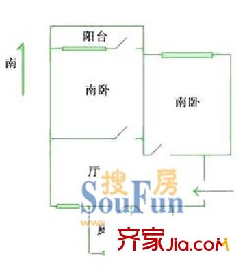 上海 恒大華城梅山苑2室 戶型圖