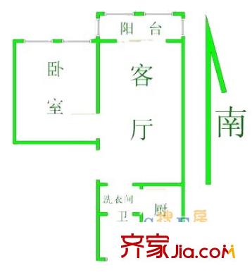 上海 恒大華城梅山苑1室 戶型圖