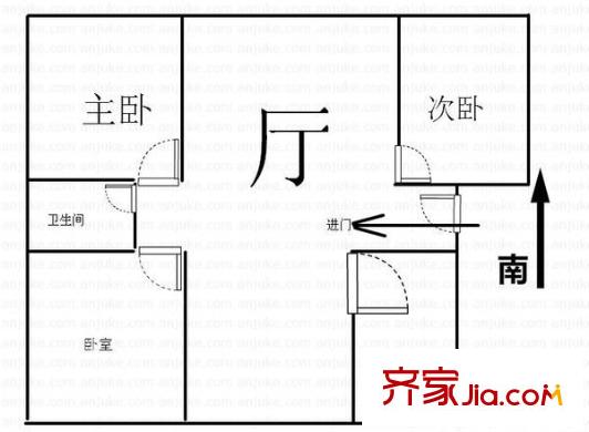 凌港城戶型圖戶型圖 3室2廳1衛(wèi)1廚