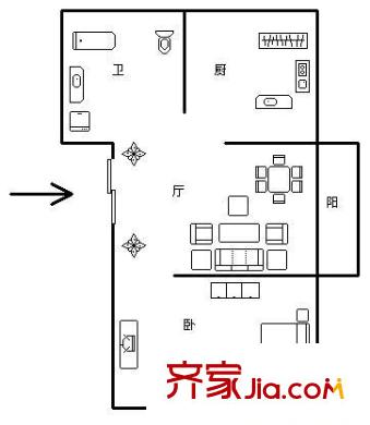龙柏六村户型图户型图 1室1厅1卫1厨