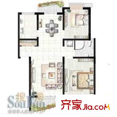 古馨苑戶型圖戶型圖 2室1廳1衛(wèi)1廚