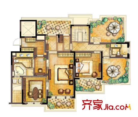 古北御庭戶型圖6#D1-y（二層） 2室1廳2衛(wèi)1廚