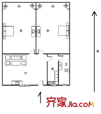 蔷薇二村 0室 户型图