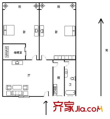 蔷薇二村 0室 户型图