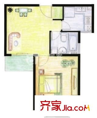 马桥西街小区户型图户型图 1室1厅1卫1厨