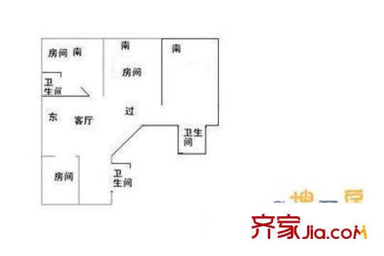 富都花园户型图3221 2 3室2厅2卫1厨