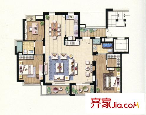招商雍华府户型图宽景洋房户型图 3室2厅