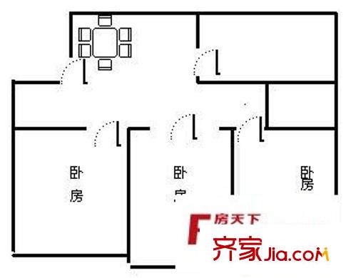 金廈苑戶型圖戶型圖 3室1廳1衛(wèi)1廚