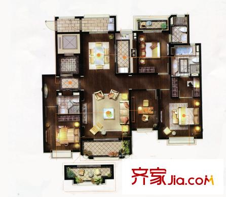 金地藝華年戶(hù)型圖F3’戶(hù)型圖 4室2廳2衛(wèi)1廚