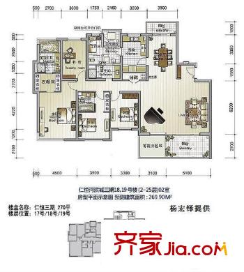 仁恒河濱城三期 4室 戶(hù)型圖