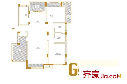 浦發(fā)御園g5-a 3室2廳2衛(wèi)1廚