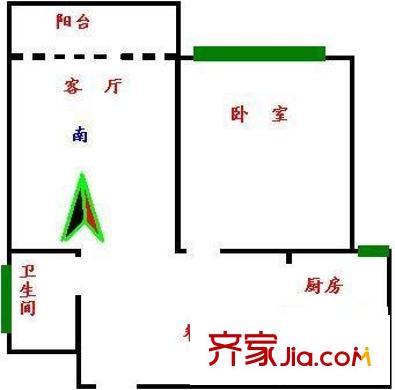 龙柏四季花园户型图户型图 1室2厅1卫1厨